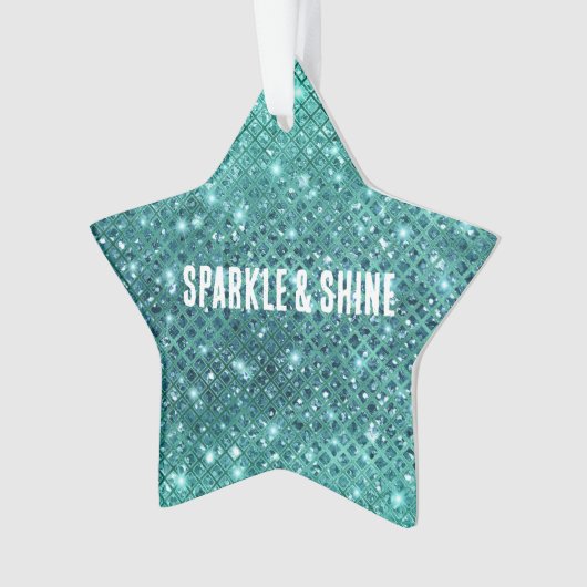 Turquoise Aqua Green Sparkle Ornament (voorkant)