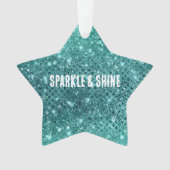 Turquoise Aqua Green Sparkle Ornament (voorkant)