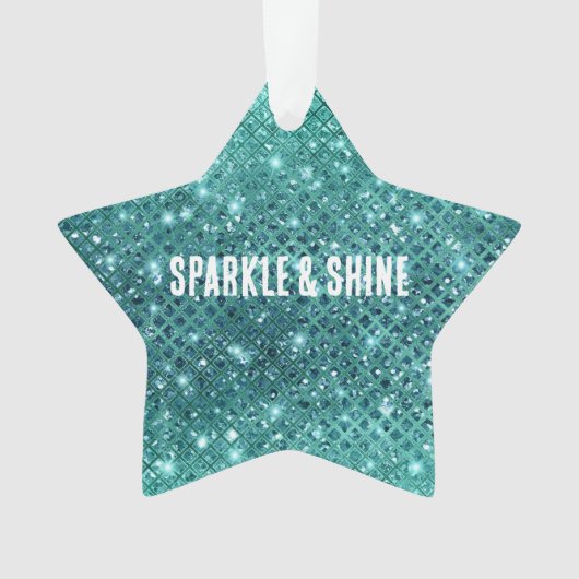 Turquoise Aqua Green Sparkle Ornament (voorkant)
