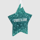 Turquoise Aqua Green Sparkle Ornament (voorkant)