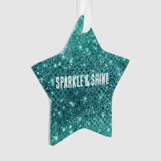 Turquoise Aqua Green Sparkle Ornament (voorkant)