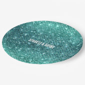Turquoise Aqua Green Sparkle Papieren Bordje (Gekanteld)