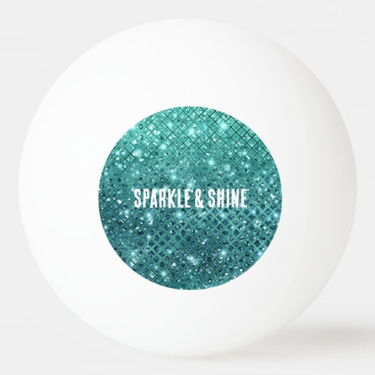 Turquoise Aqua Green Sparkle Pingpongbal (Voorkant)