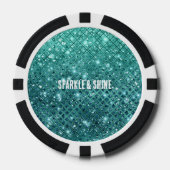 Turquoise Aqua Green Sparkle Poker Chips (Voorkant)