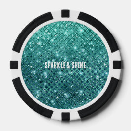 Turquoise Aqua Green Sparkle Poker Chips