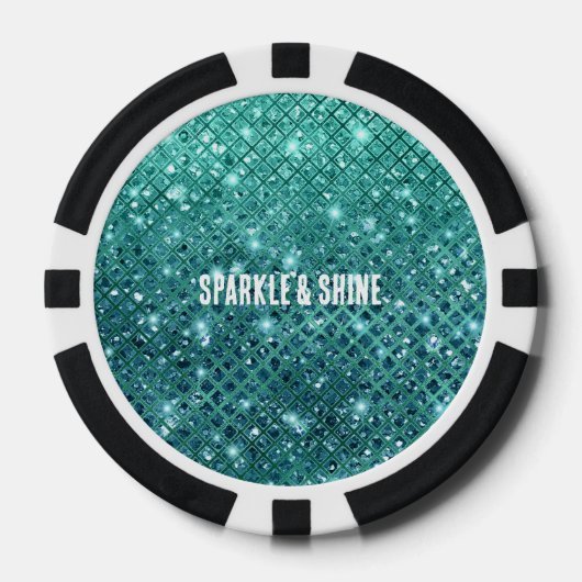 Turquoise Aqua Green Sparkle Poker Chips (Voorkant)