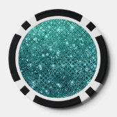Turquoise Aqua Green Sparkle Poker Chips (Achterkant)