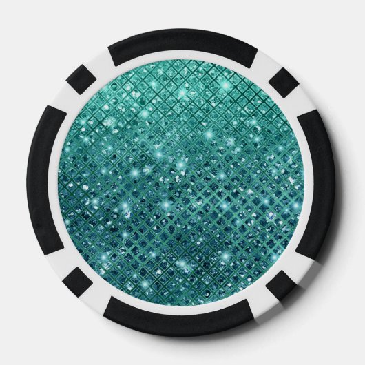 Turquoise Aqua Green Sparkle Poker Chips (Achterkant)