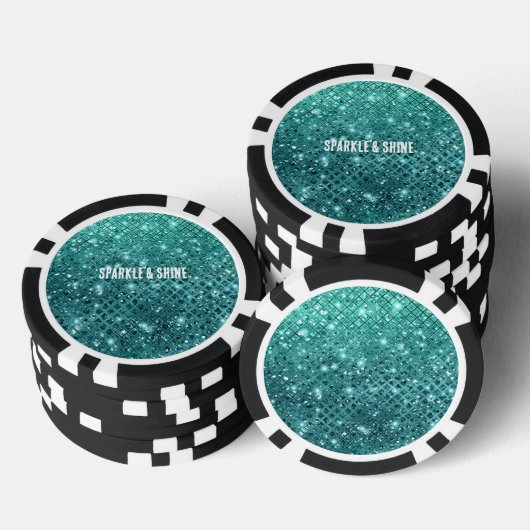 Turquoise Aqua Green Sparkle Poker Chips (Opstapeling)