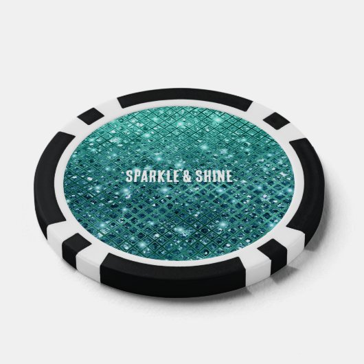 Turquoise Aqua Green Sparkle Poker Chips (Enkel)