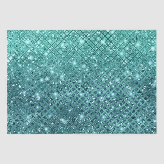 Turquoise Aqua Green Sparkle Tissuepapier (Voorkant)