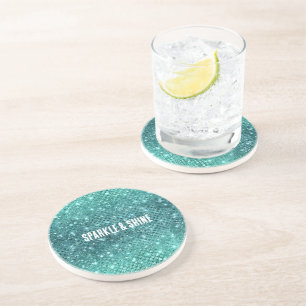 Turquoise Aqua Green Sparkle Zandsteen Onderzetter