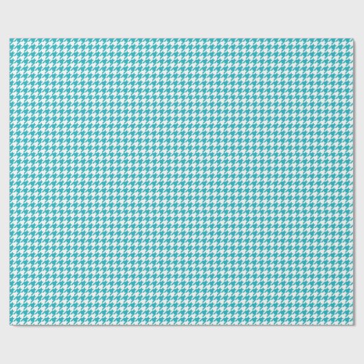 Turquoise Aqua Houndstooth Pattern Cadeaupapier (Vlak)