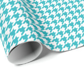 Turquoise Aqua Houndstooth Pattern Cadeaupapier (Rol Hoek)