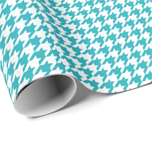 Turquoise Aqua Houndstooth Pattern Cadeaupapier (Rol Hoek)