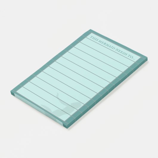 Turquoise Aqua Lined Zeemeermin Post merkt op Post-it® Notes (Schuin)