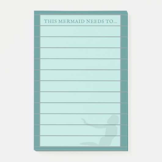 Turquoise Aqua Lined Zeemeermin Post merkt op Post-it® Notes (Voorkant)