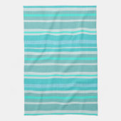 Turquoise Aqua Linen look Striped Design Theedoek (Verticaal)
