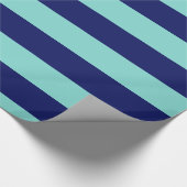 Turquoise Aqua Navy Blue XL Stripes Pattern V Cadeaupapier (Hoek)