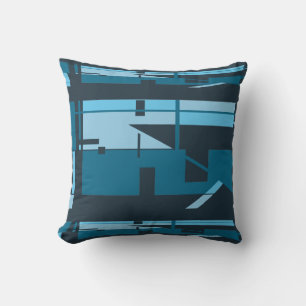 Turquoise Aqua Navy Southwest Art-geïnspireerde Mo Kussen