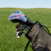 Turquoise Aqua Paarse gouden marmer Golfheadcover (Insitu)
