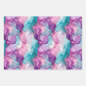 Turquoise Aqua Paarse gouden marmer Inpakpapier Vel (Voorkant 3)