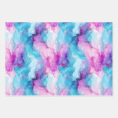 Turquoise Aqua Paarse gouden marmer Inpakpapier Vel (Voorkant 2)