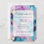 Turquoise Aqua Paarse gouden marmer Kaart (Voorkant)