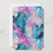 Turquoise Aqua Paarse gouden marmer Kaart (Achterkant)