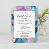 Turquoise Aqua Paarse gouden marmer Kaart (Staand voorkant)