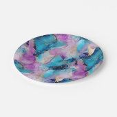 Turquoise Aqua Paarse gouden marmer Papieren Bordje (Gekanteld)