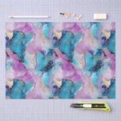Turquoise Aqua Paarse gouden marmer Tissuepapier (Craft)