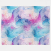 Turquoise Aqua Paarse Roze Marmer Fleece Deken (Voorkant (Horizontaal))