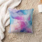 Turquoise Aqua Paarse Roze Marmer Kussen (Deken)