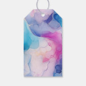 Turquoise Aqua Paarse roze marmeren verjaardag Cadeaulabel (Achterkant)