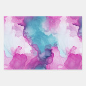 Turquoise Aqua Paarse roze marmeren verjaardag Inpakpapier Vel (Voorkant 2)