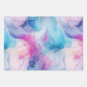 Turquoise Aqua Paarse roze marmeren verjaardag Inpakpapier Vel (Voorkant)