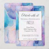Turquoise Aqua Paarse roze marmeren verjaardag Kaart (Voorkant / Achterkant)