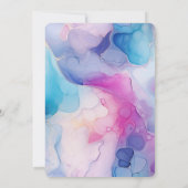 Turquoise Aqua Paarse roze marmeren verjaardag Kaart (Achterkant)
