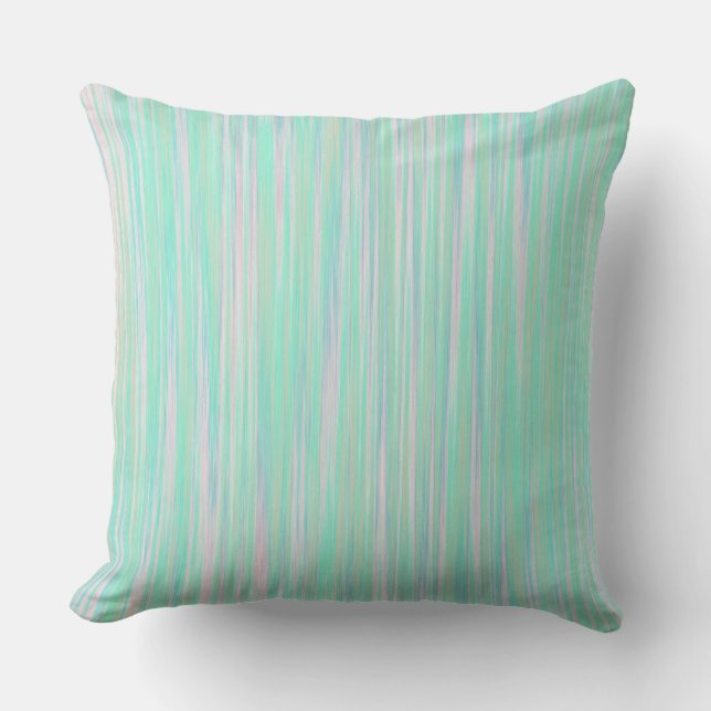 Turquoise Aqua Paint Stripes Outdoor Pillow 20x20 Buitenkussen (Voorkant)
