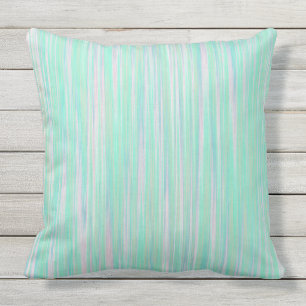 Turquoise Aqua Paint Stripes Outdoor Pillow 20x20 Buitenkussen