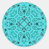 Turquoise Aqua Paisley Western Bandana Sjaal Print
