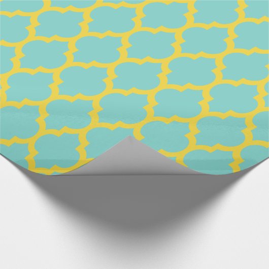 Turquoise Aqua Pineapple Yellow Moroccan #4 Cadeaupapier (Hoek)