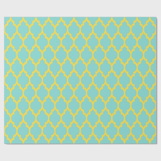 Turquoise Aqua Pineapple Yellow Moroccan #4 Cadeaupapier (Vlak)