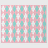 Turquoise Aqua Pink Dk Gray Wht XL Argyle Cadeaupapier (Vlak)