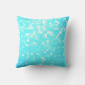 Turquoise Aqua Pixel Kussen (Achterkant)