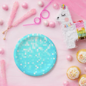 Turquoise Aqua Pixels Papieren Borden Bordje (Feest)