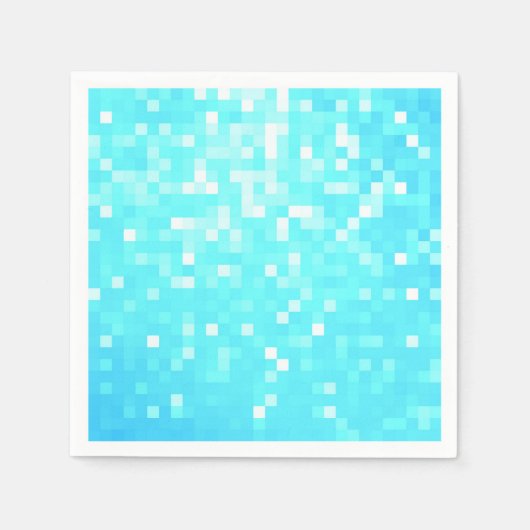 Turquoise Aqua Pixels Papieren servetten (Voorkant)