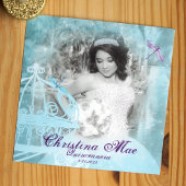 Turquoise Aqua Quinceañera Princess Invitation Kaart