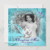 Turquoise Aqua Quinceañera Princess Invitation Kaart (Voorkant)